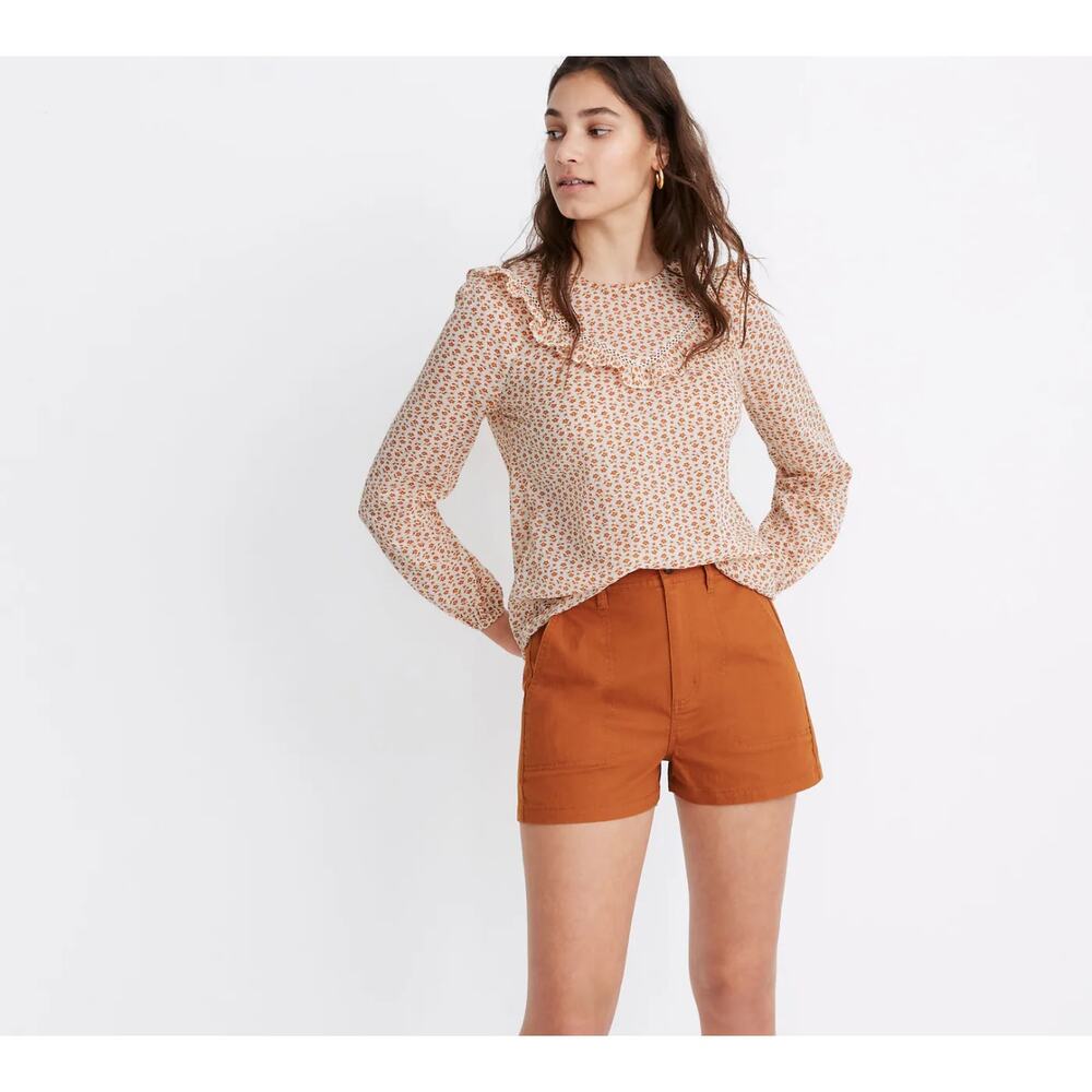 Madewell Ruffle-Yoke Prairie Top  Floral Blouse Cottagecore Boho‎ Women's M